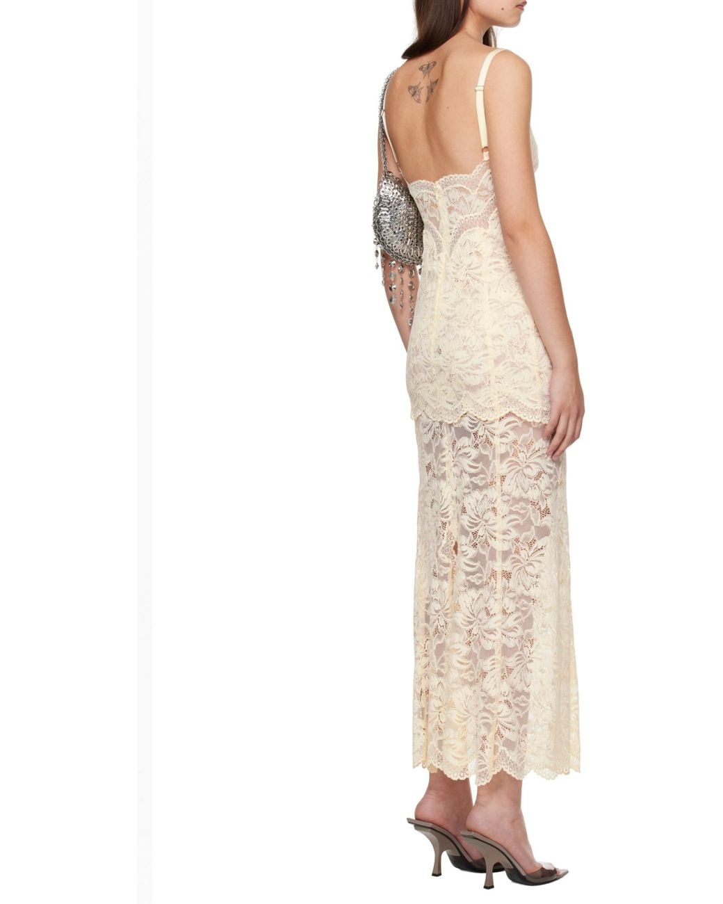 Rabanne White Lace Detailed Sleeveless Maxi Dress