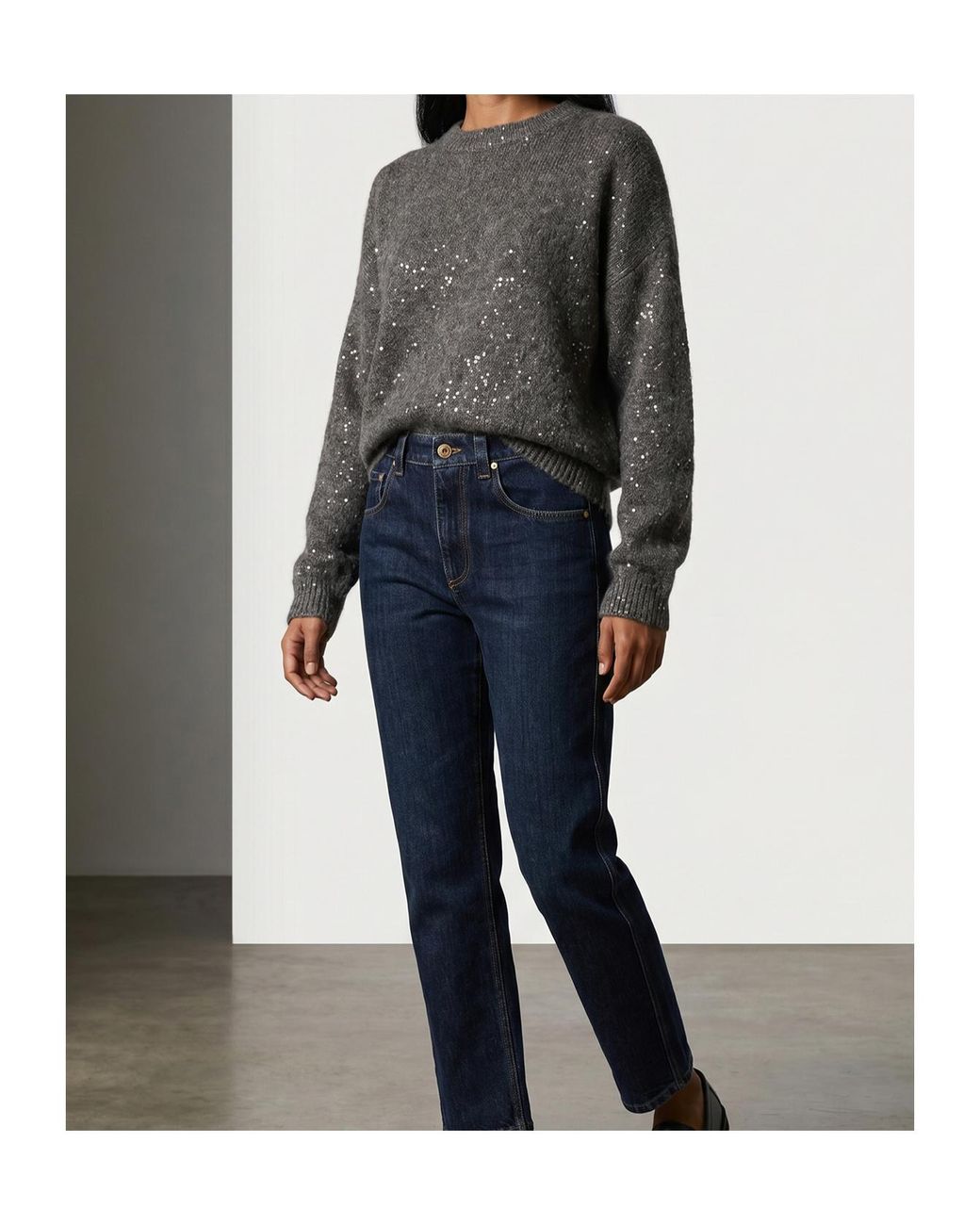 Brunello Cucinelli Gray 'Diamante' Sweater
