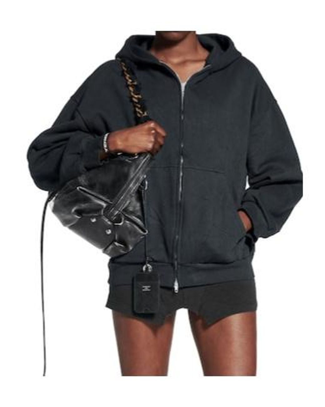 Balenciaga Blue Flipped Uni Zip-Up Hoodie for men