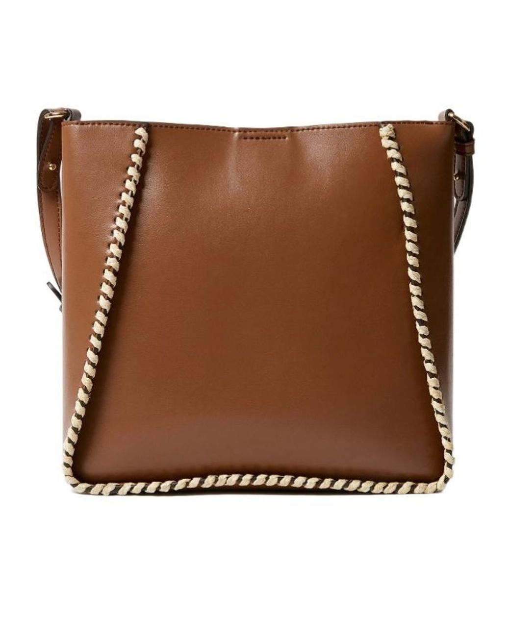 Stella McCartney Brown Raffia Trim Crossbody Bag