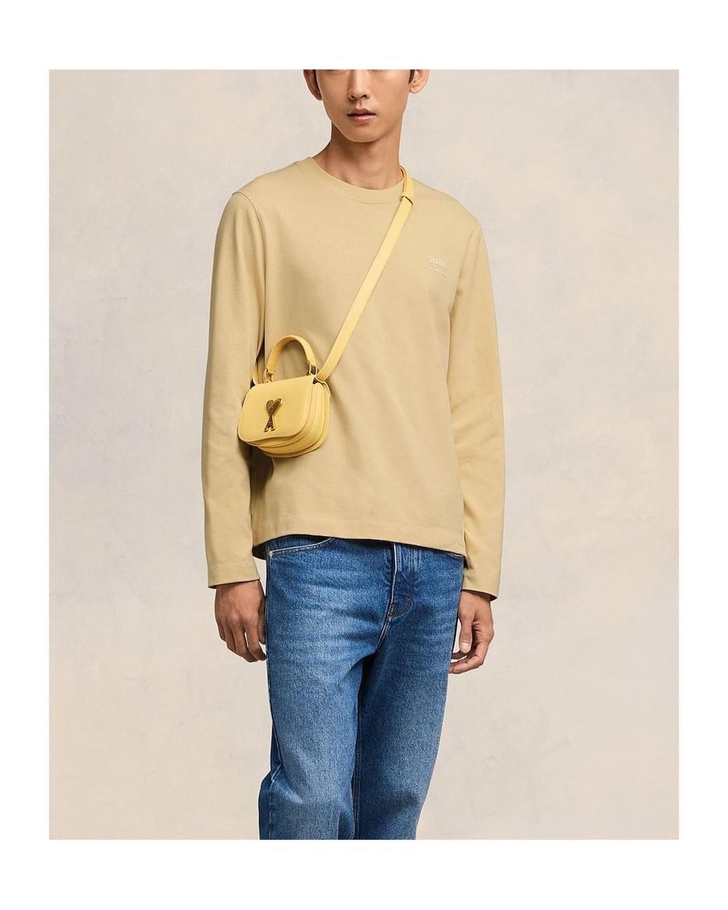 AMI Natural Ami Long Sleeved Crewneck T-Shirt for men