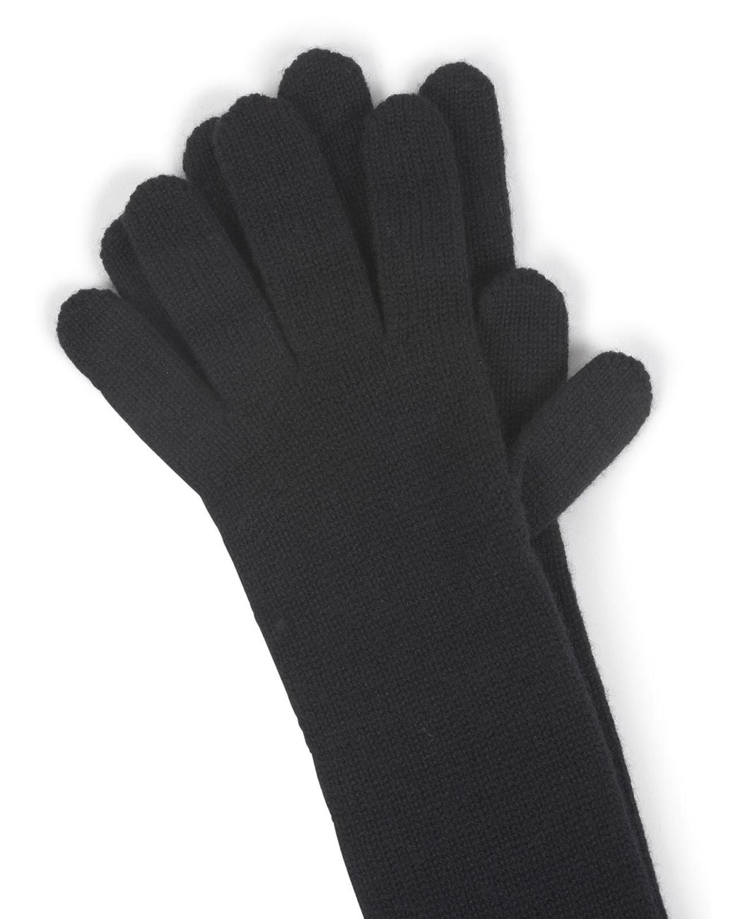 Saint Laurent Black Logo Patch Ribbed Knit Gloves