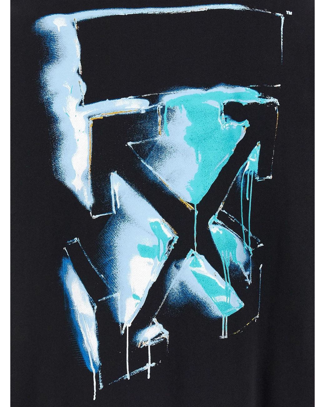 Off-White c/o Virgil Abloh Blue Logo Printed Drawstring Hoodie for men