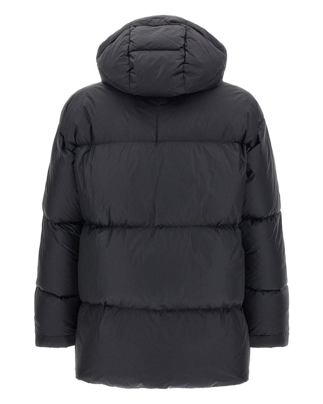 Herno Black Laminar Detachable Hood Quilted Down Jacket for men