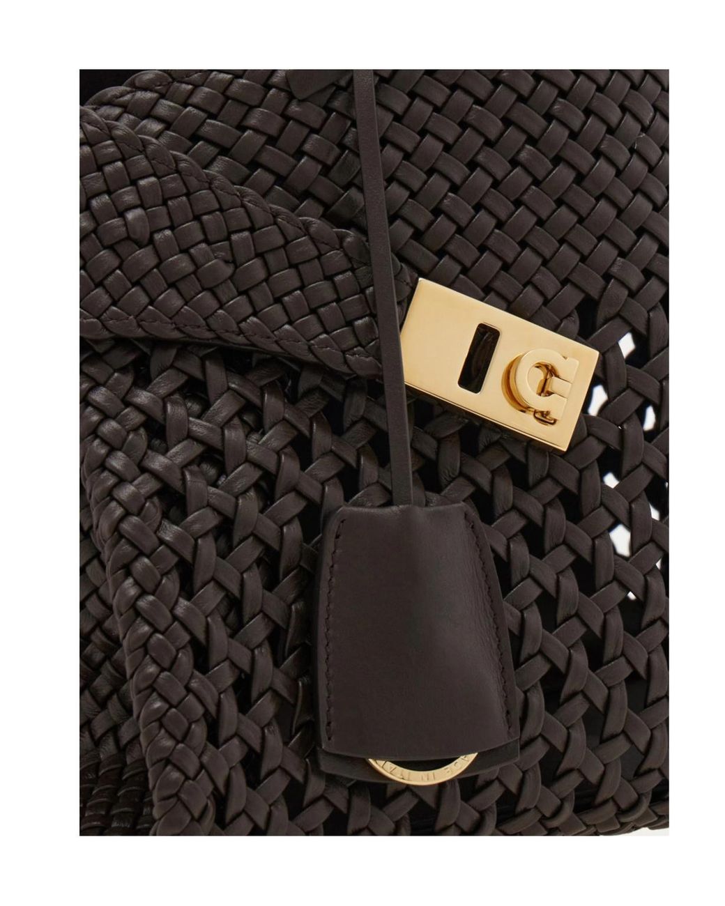 Ferragamo Black Ferragamo Hug Small Woven Tote Bag