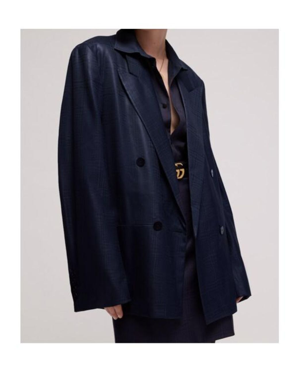 Gucci Blue Prince Of Wales Chintzed Wool Jacket