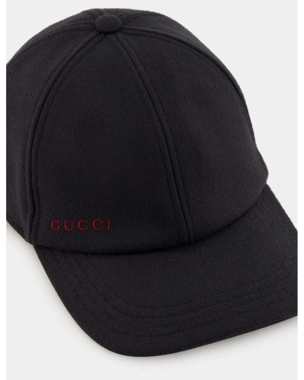 Gucci Black Embroidery Baseball Hat for men
