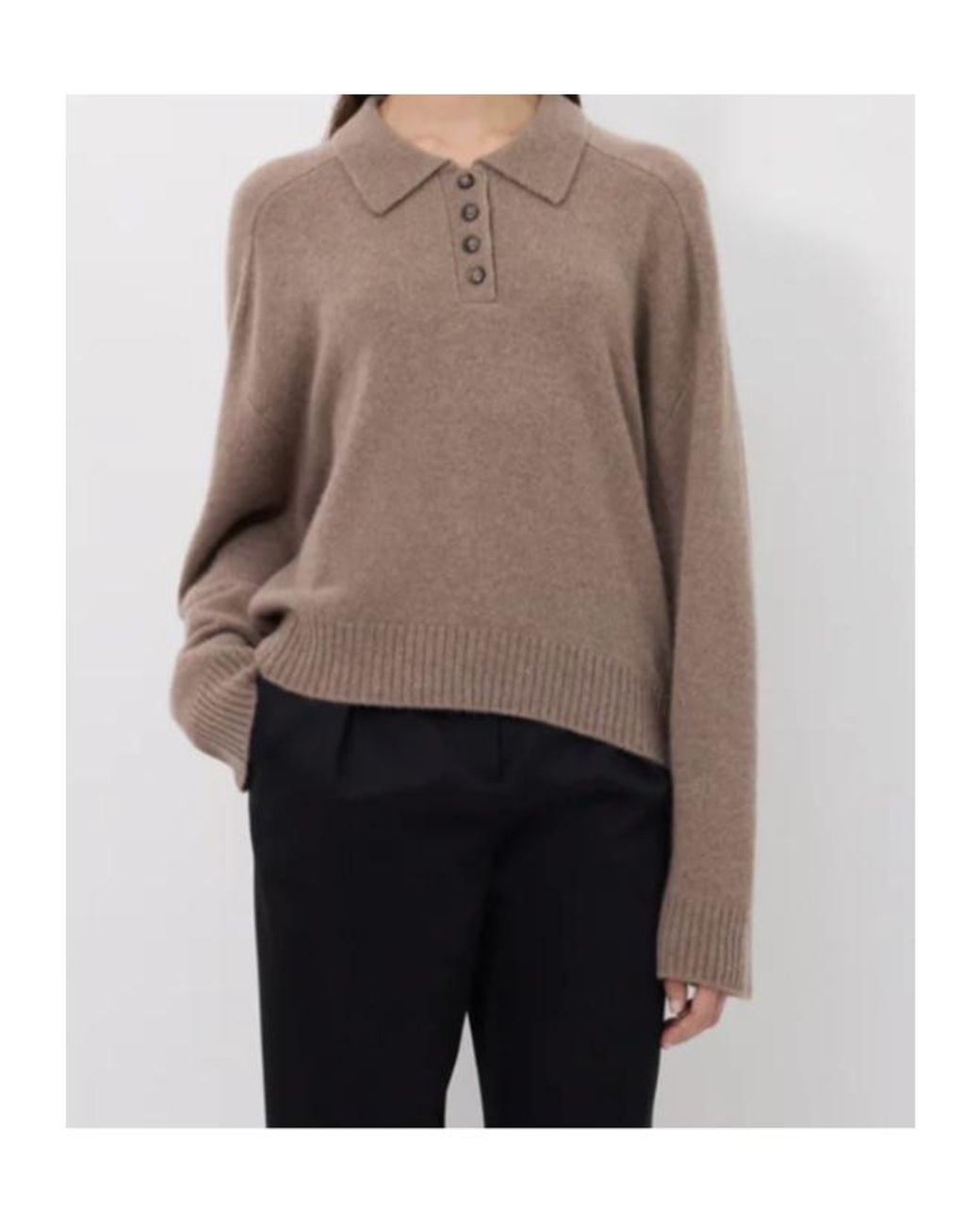 Loulou de Saison Brown Polo Collar Cashmere Knitwear