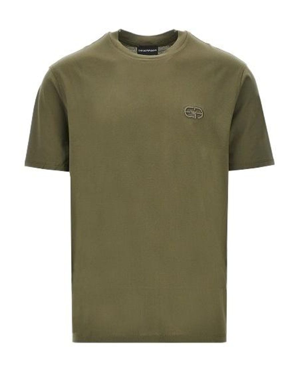 Emporio Armani Green Logo-Patch T-Shirt for men