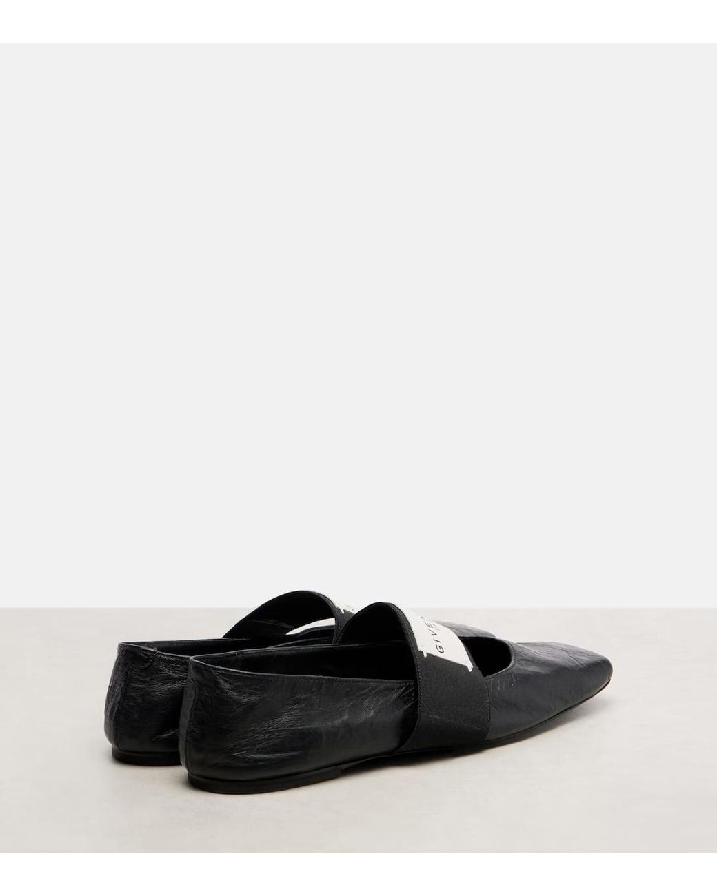 Givenchy Black Sliced Square Leather Ballet Flats