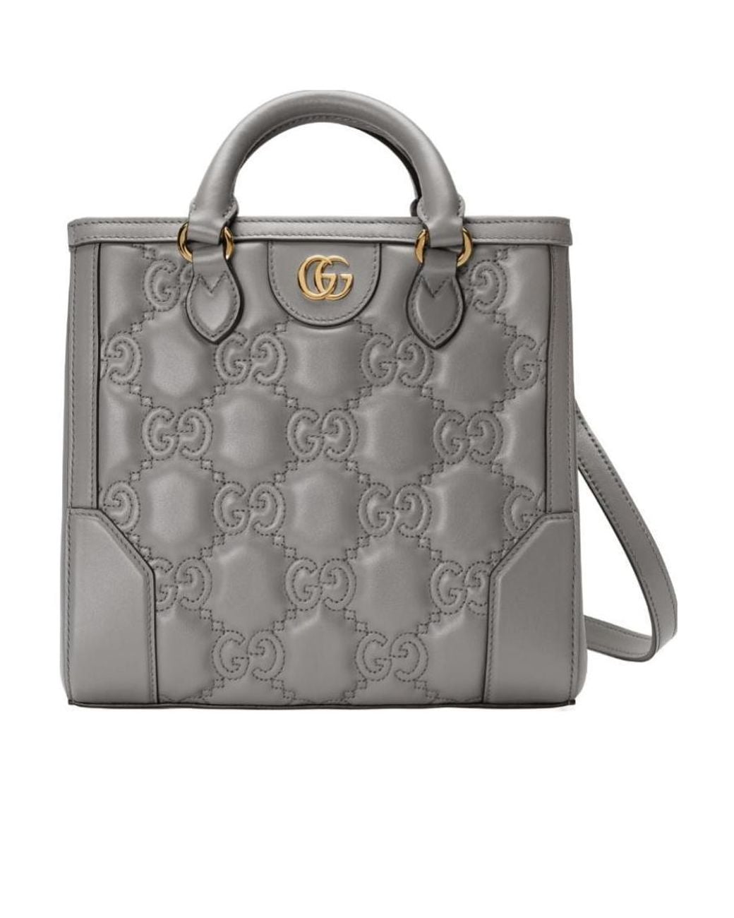 Gucci Gray Gg Logo-Embossed Mini Tote Bag