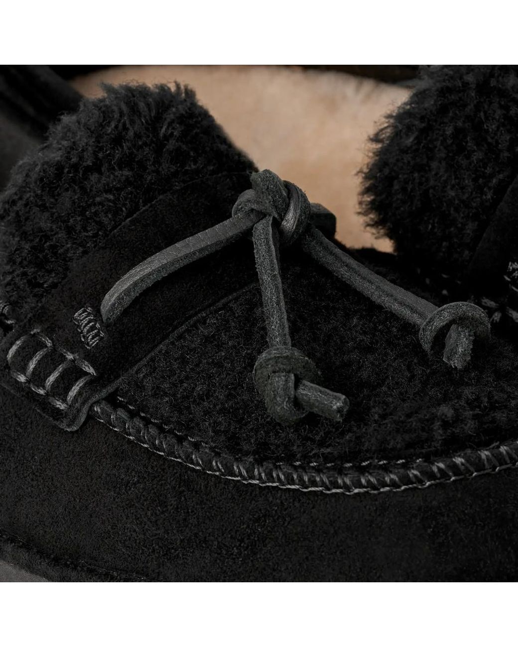 Ugg Black Zora Shearling-Trim Bow Loafers