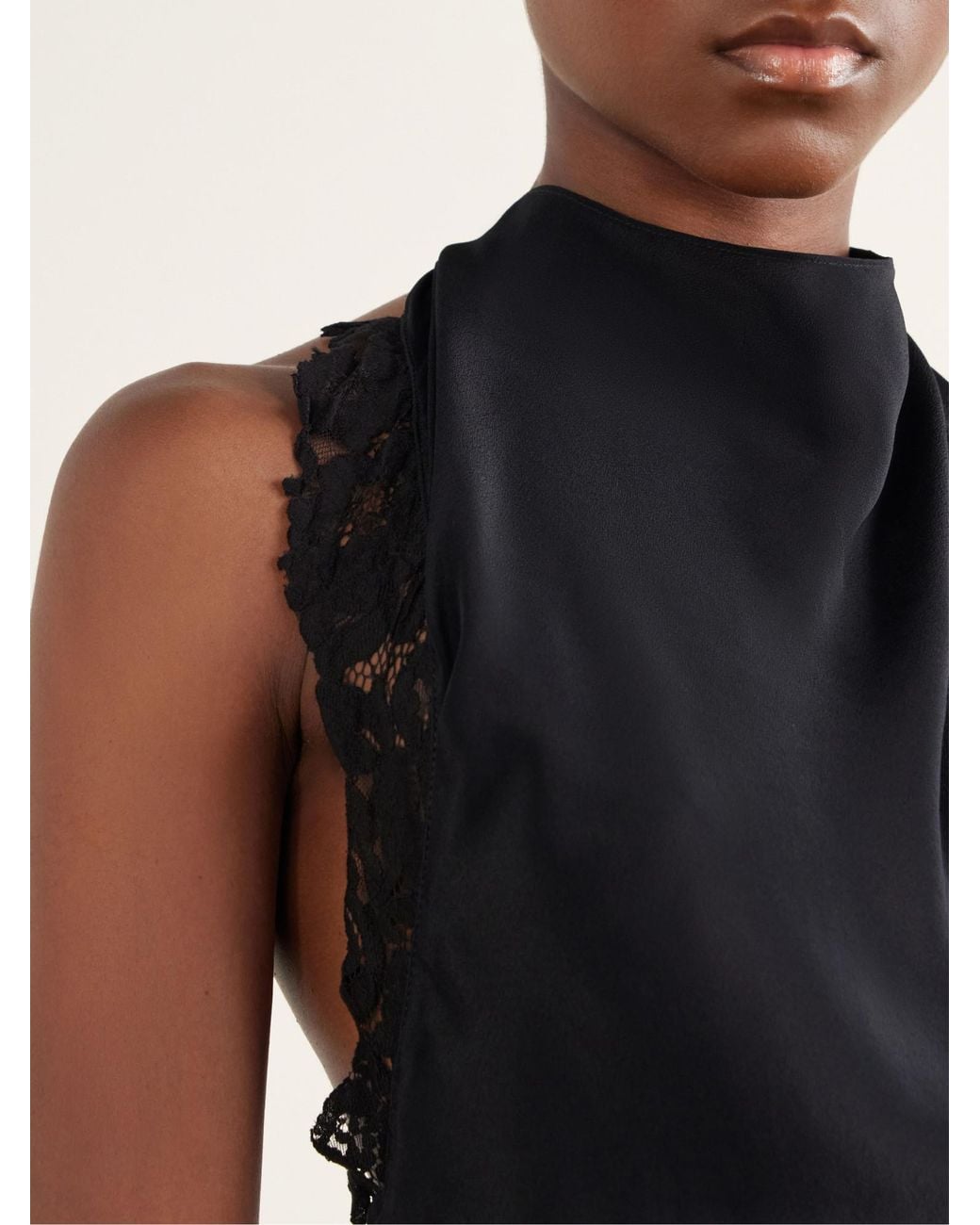 Sir Black Sleeveless Top With Lace Trim