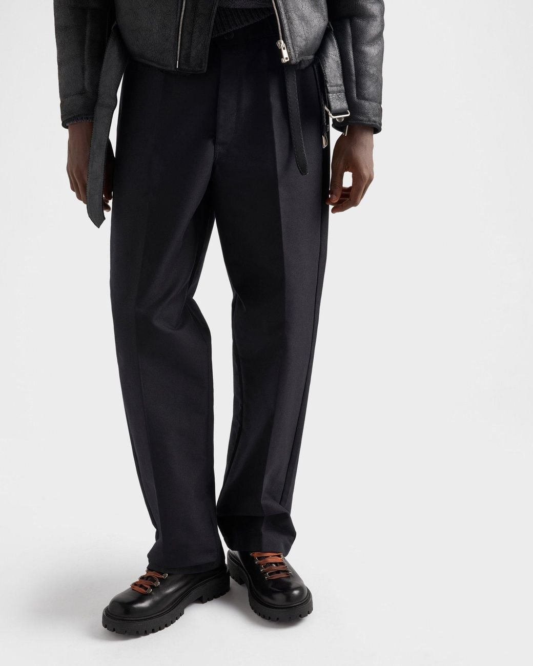 Prada Black Aged Leather Lace-Up Shoes for men