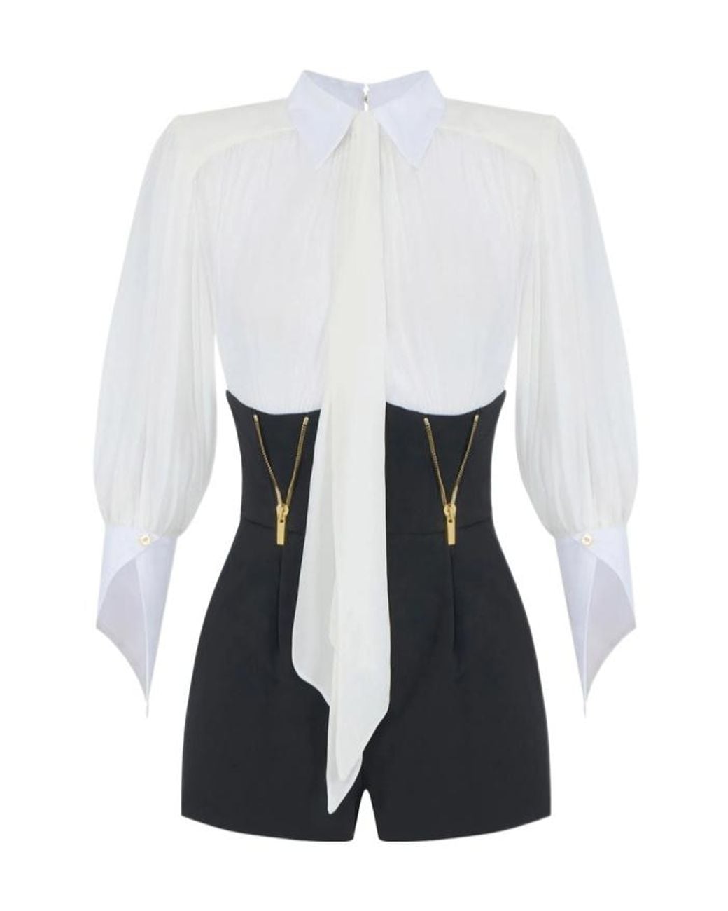 Elisabetta Franchi White Pleated Tie-Front Jumpsuit