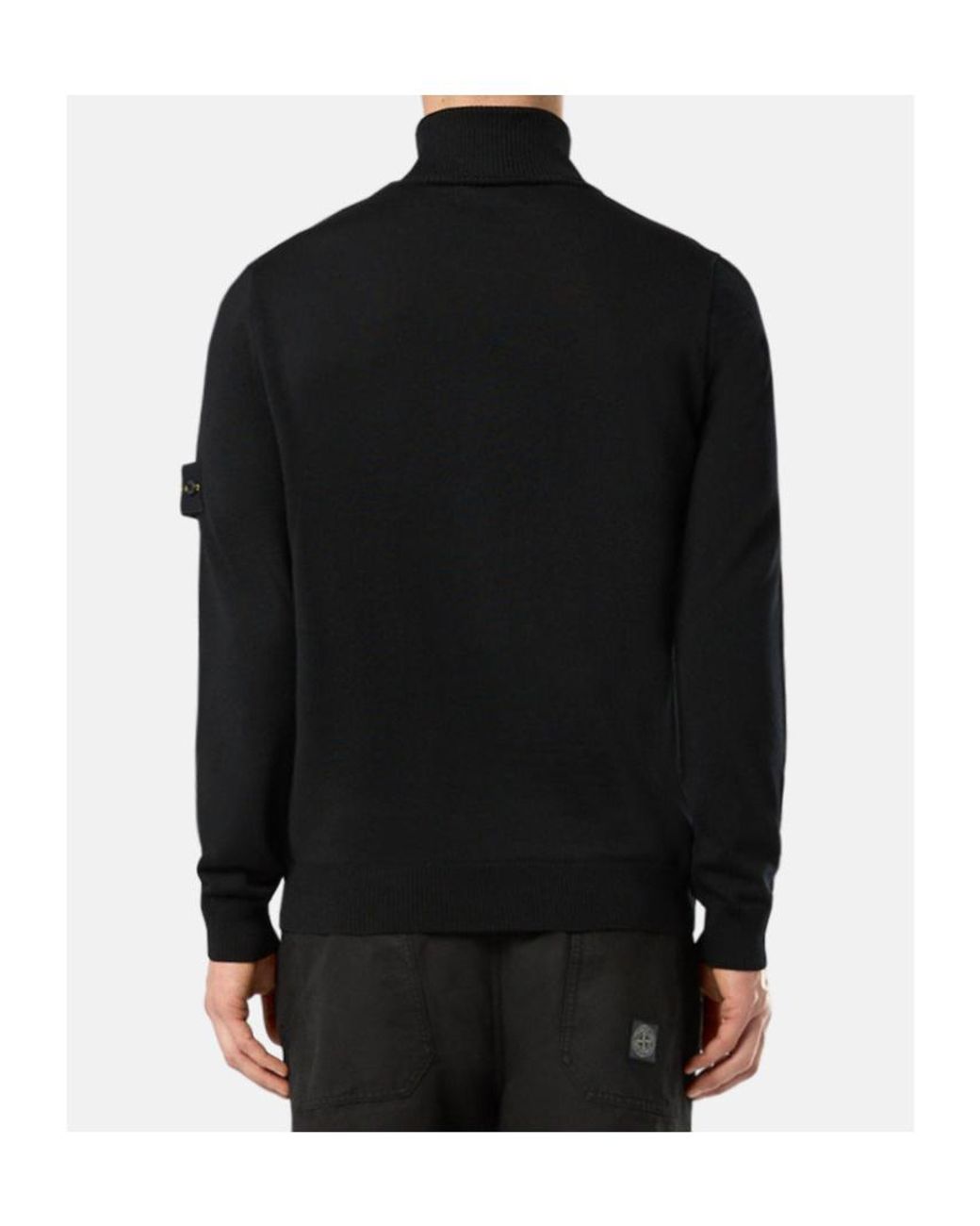 Stone Island Black Logo Patch Roll Neck Jumper for men