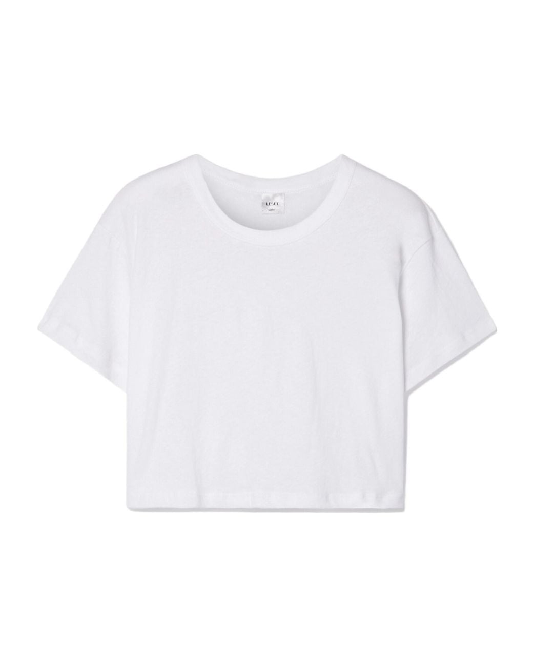 Leset White Cropped Slub Cotton-Jersey T-Shirt