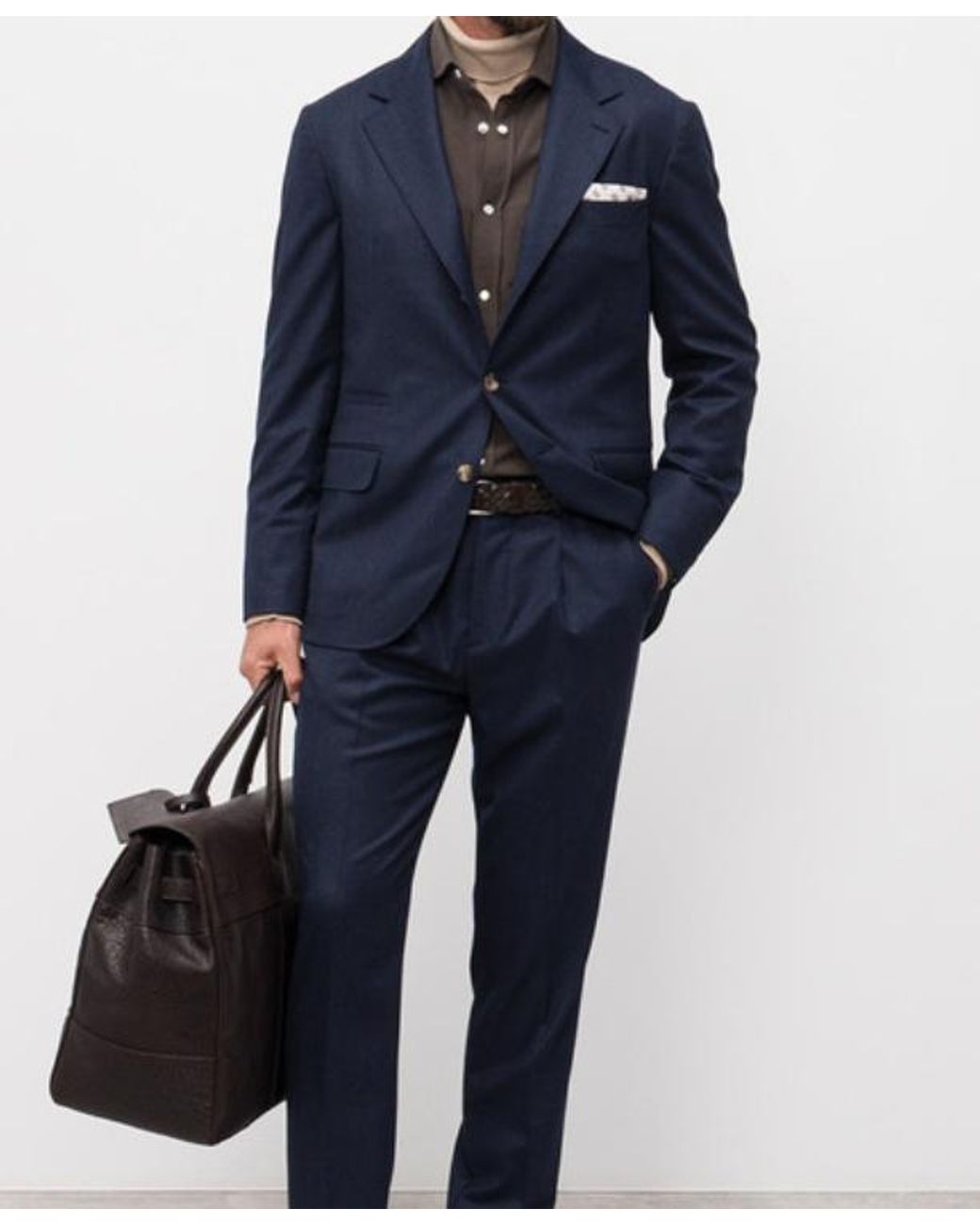 Brunello Cucinelli Blue Two-Button Wool Suit for men