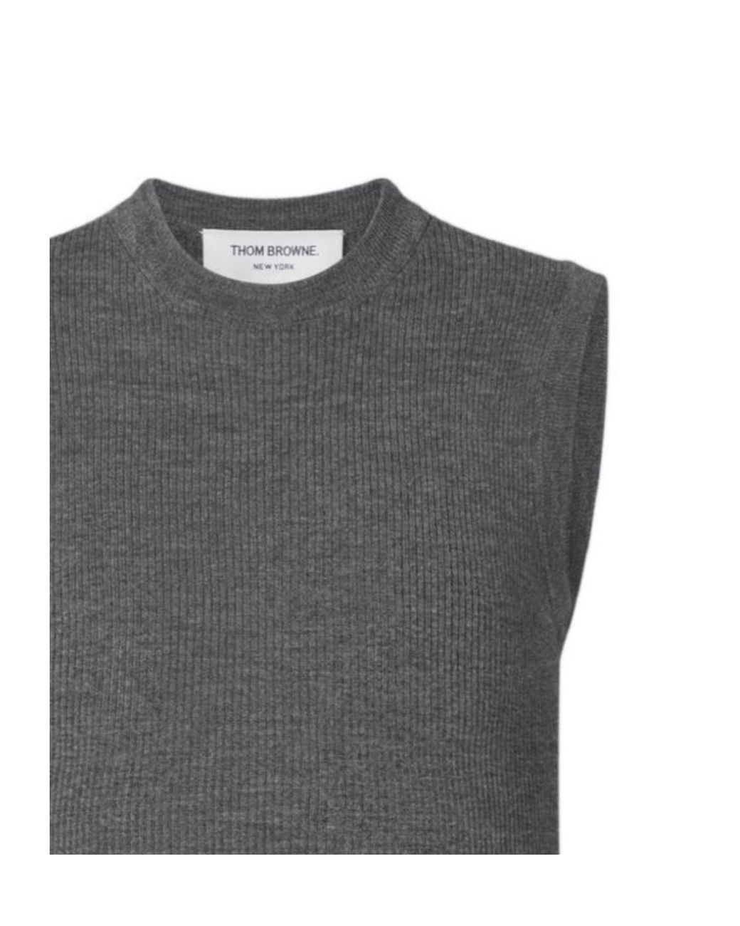 Thom Browne Gray Sleeveless Crewneck Top