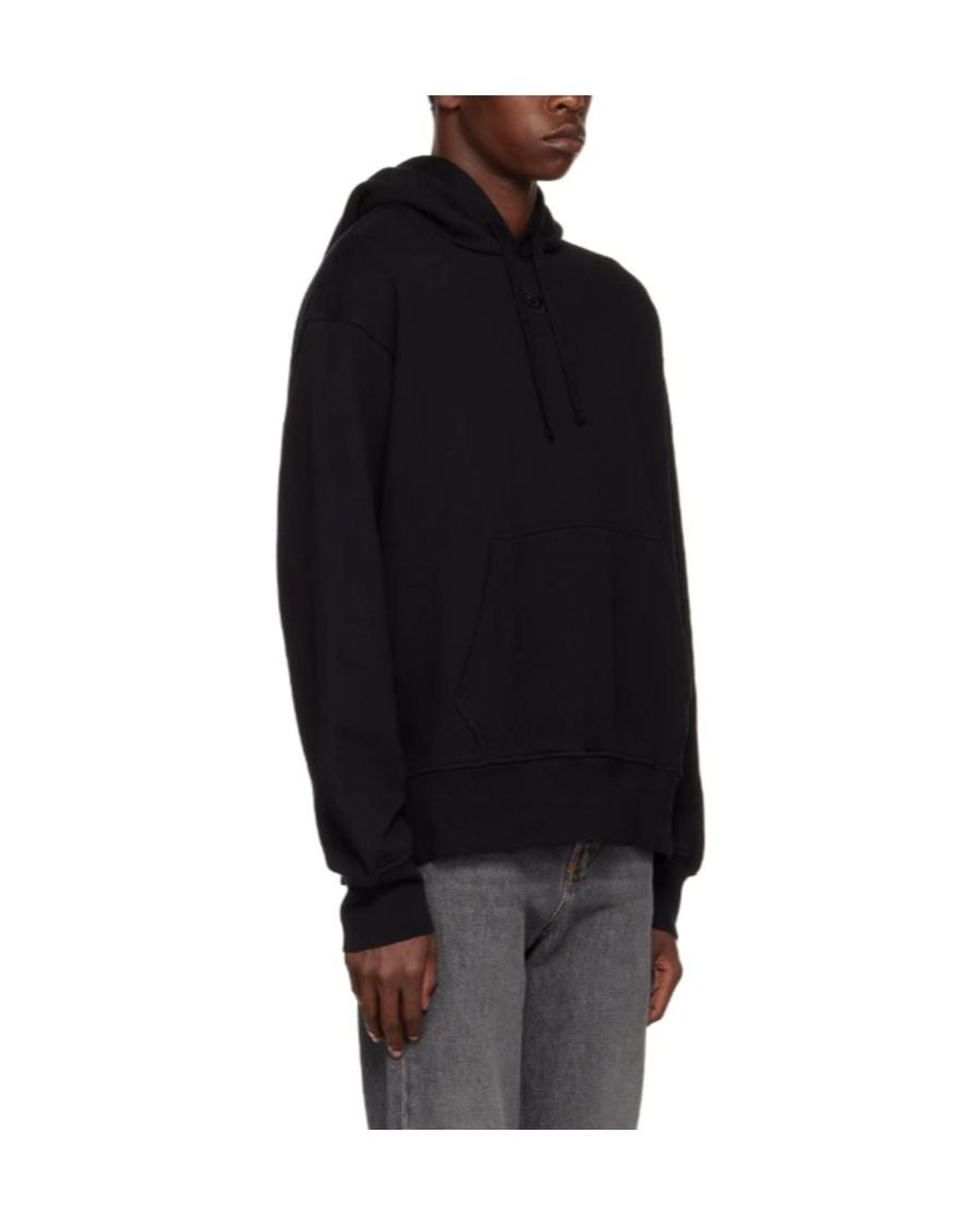 DIESEL Black Logo Embroidered Drawstring Hoodie for men