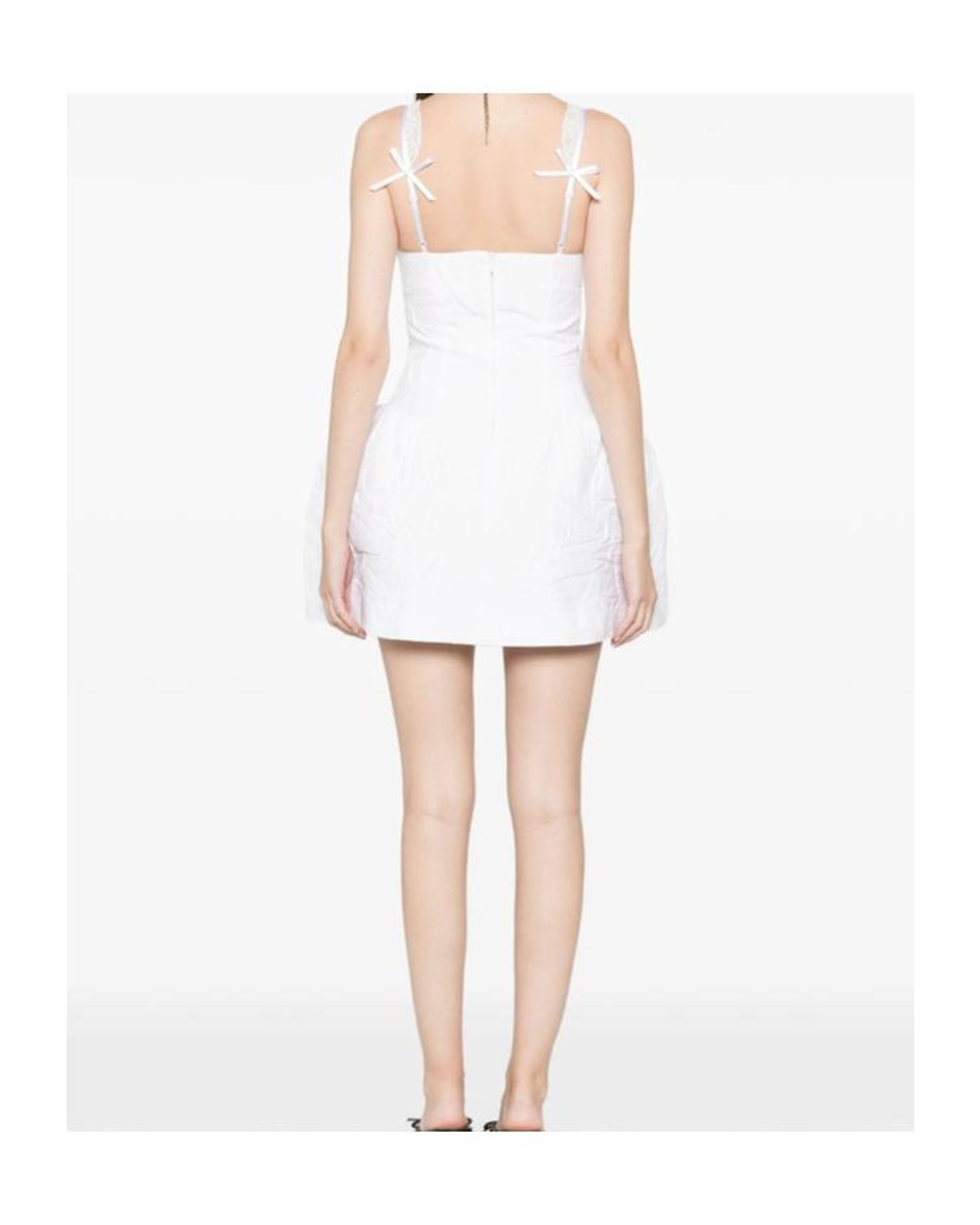ShuShu/Tong White Lace Bow Mini Dress