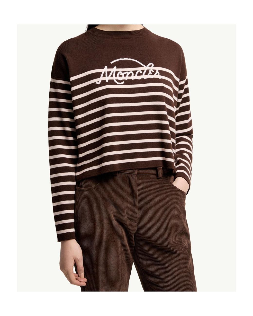 Moncler Brown Striped Crewneck Jumper