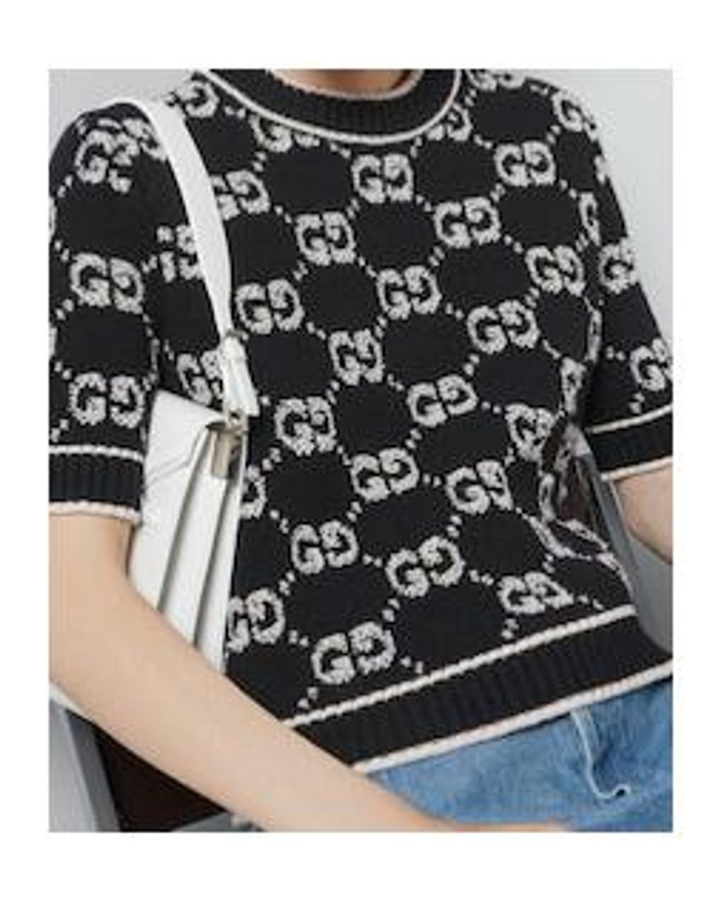 Gucci Black Gg Jacquard Knitted Top