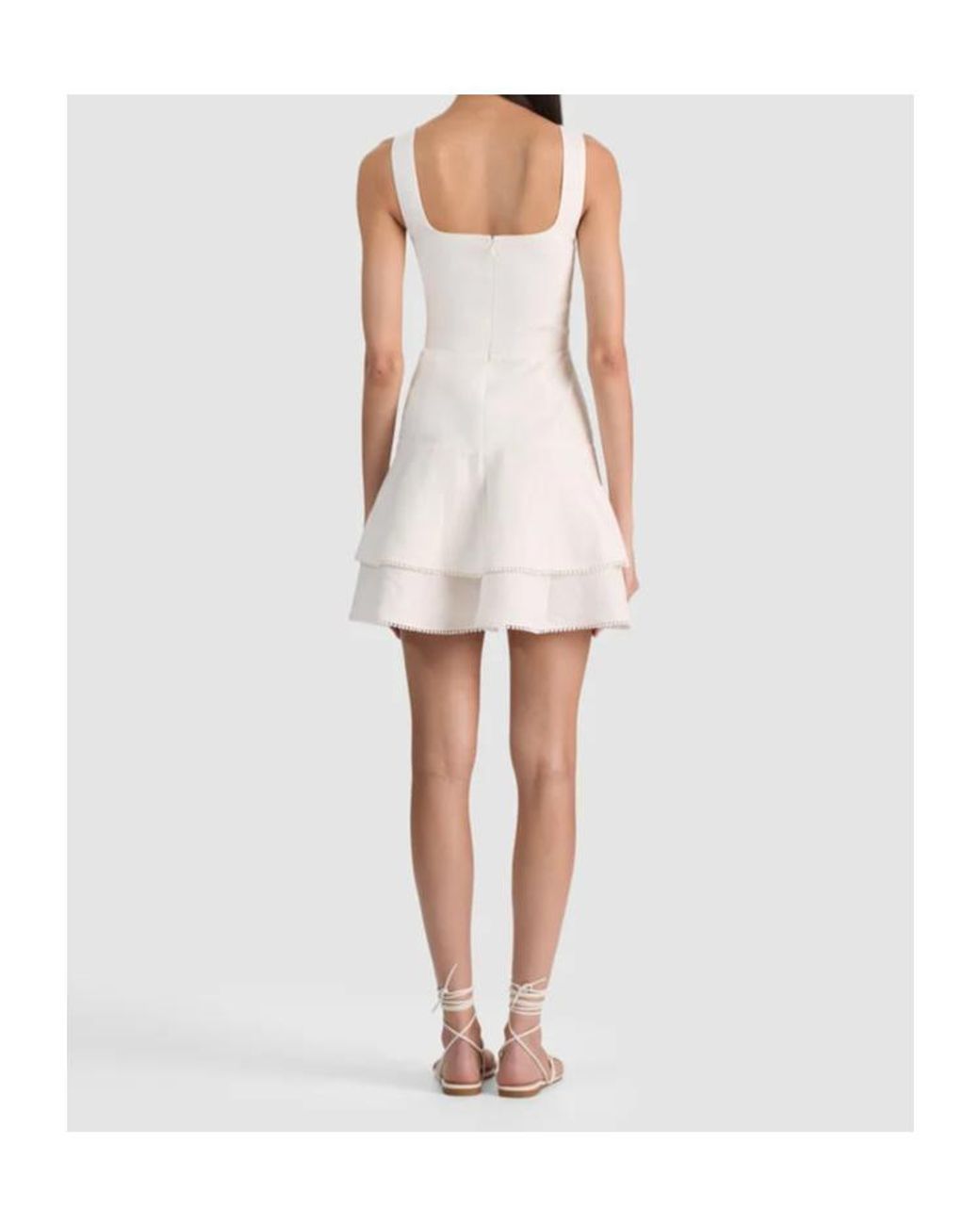 Alice + Olivia White Miriam Pom-Pom Trim Mini Dress