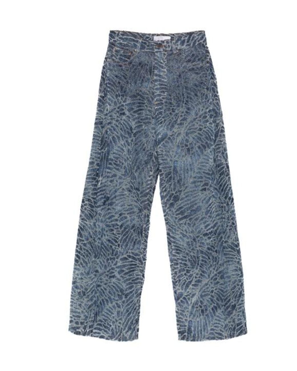 GIUSEPPE DI MORABITO Blue High-Waist Wide-Leg Pants