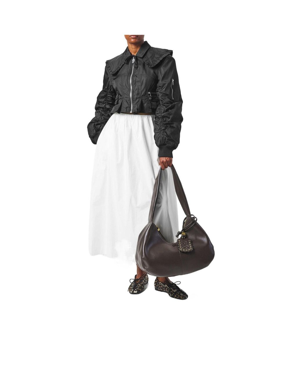 Ganni Brown Softleather Hobo Shoulder Bag