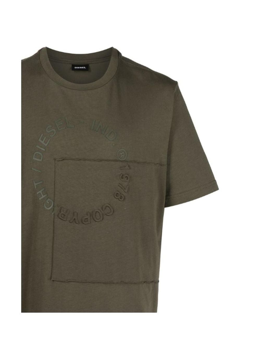 DIESEL Green Copyright Patchwork Logo T-Shirt for men