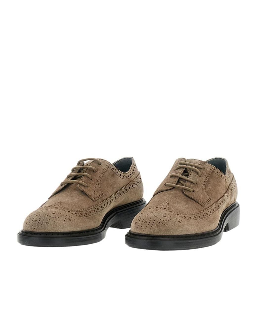 Hogan Brown Round Toe Lace-Up Shoes for men