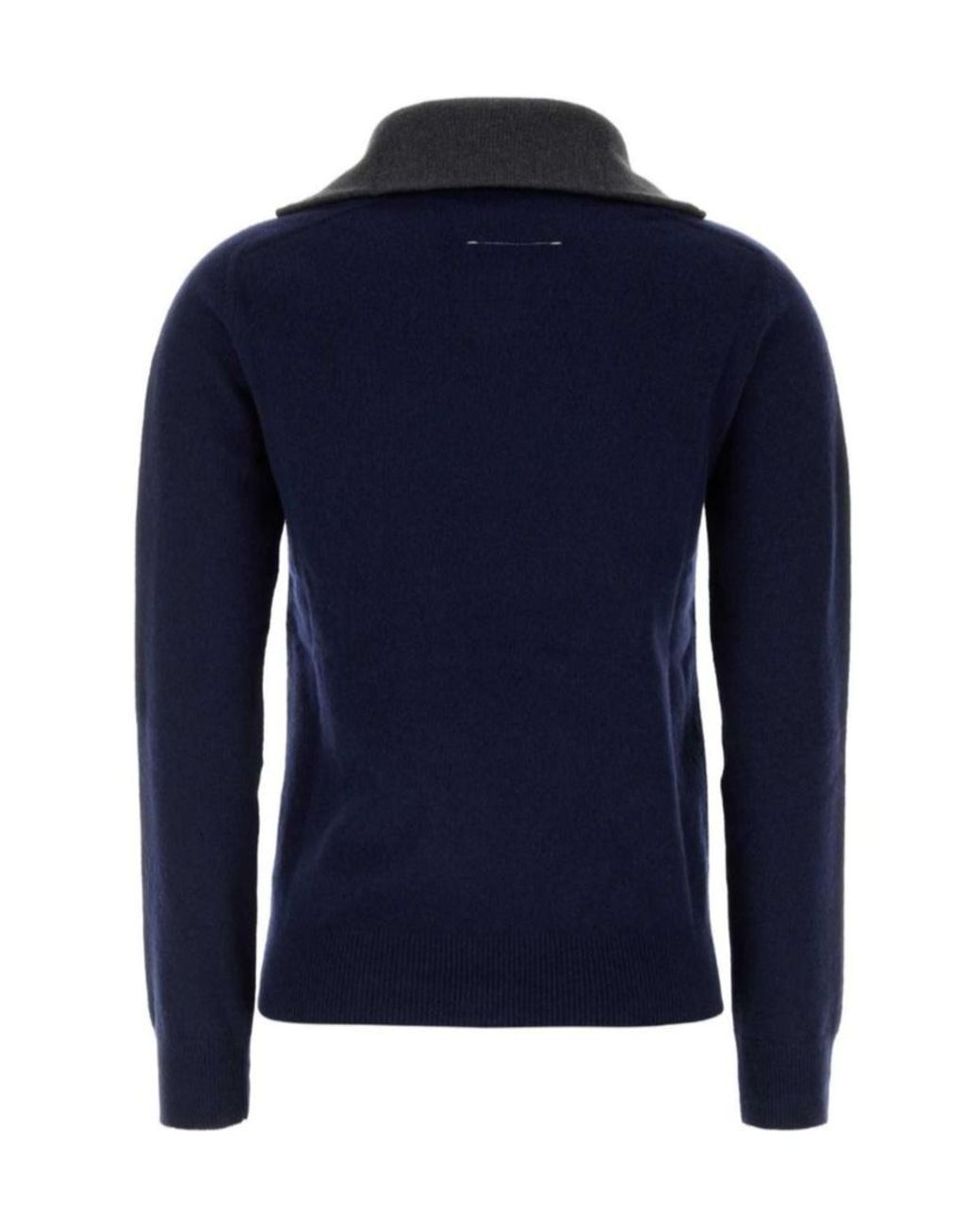 MM6 by Maison Margiela Blue Zip Collar Knitted Sweater