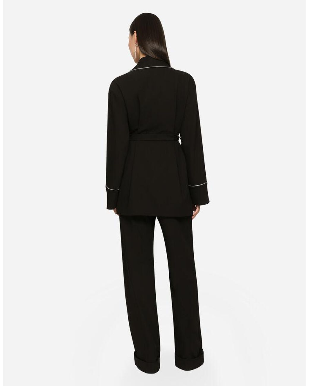 Dolce & Gabbana Black Kim Woolen Pajama Shirt With Belt