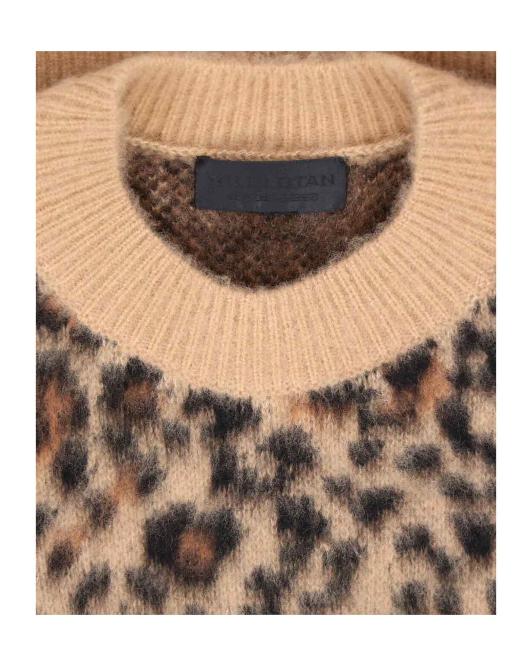 Nili Lotan Brown Leopard Printed Brushed Sweater
