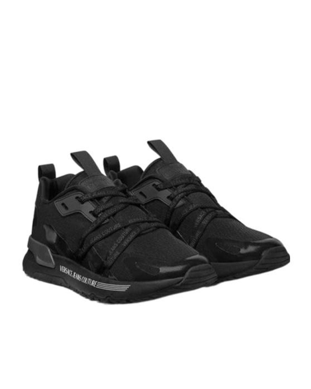 Versace Jeans Black Dynamic Logo Trainer Sneakers for men