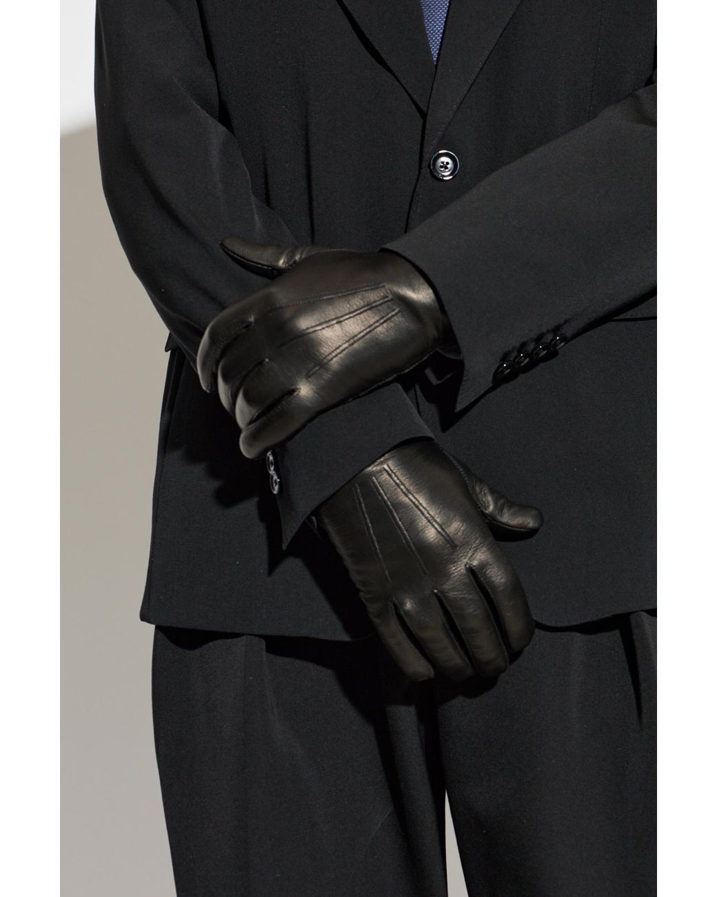 Tom Ford Black Stitched-Detail Leather Gloves for men