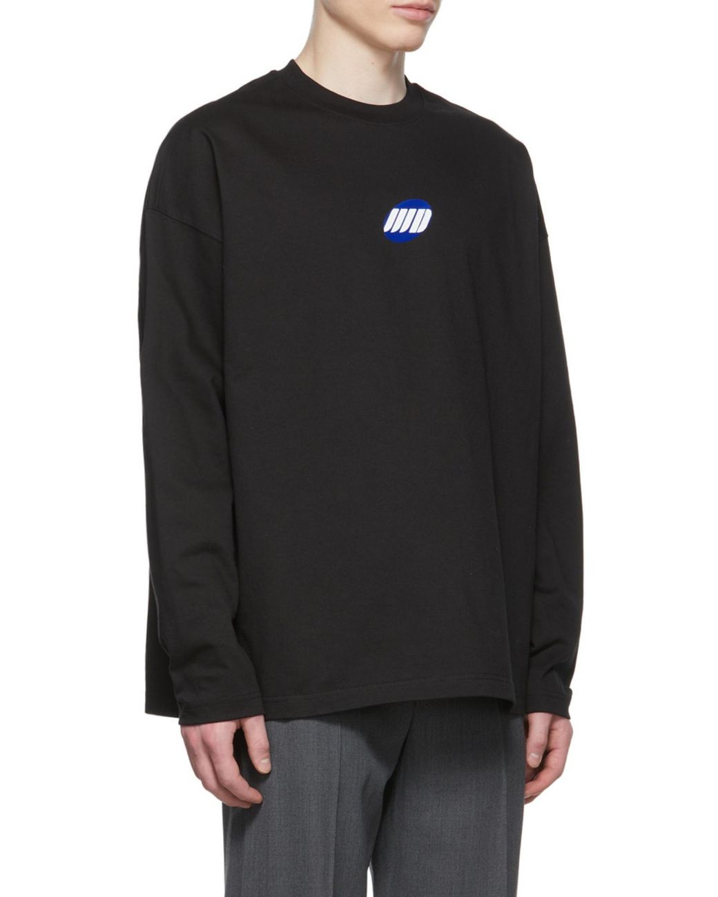 we11done Black Logo-Print Cotton Sweater for men