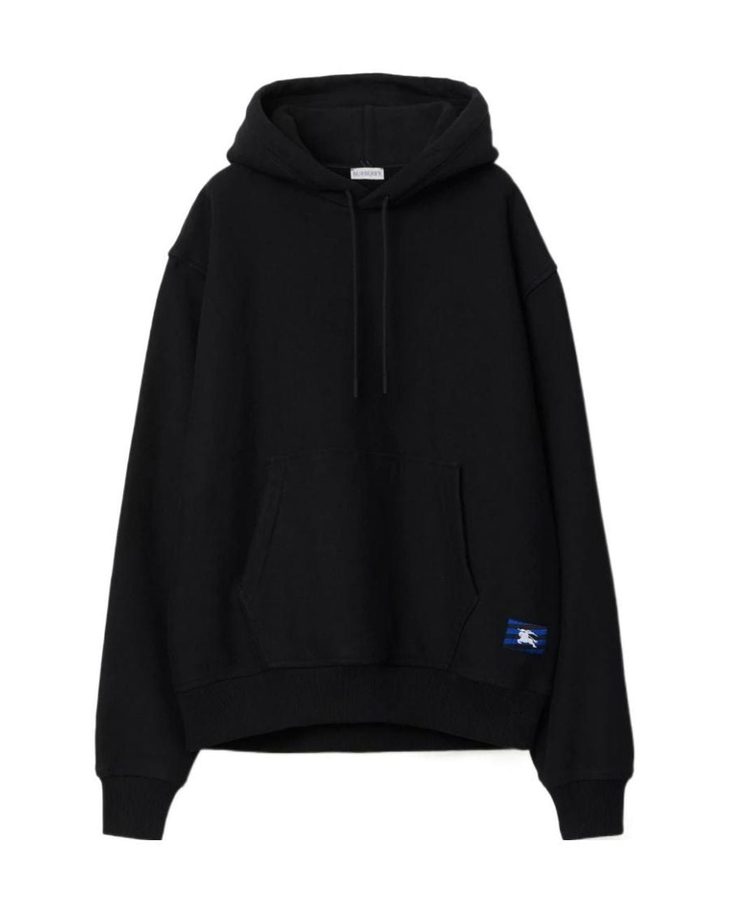 Burberry Black Kangaroo-Pouched Drawstring Hoodie for men