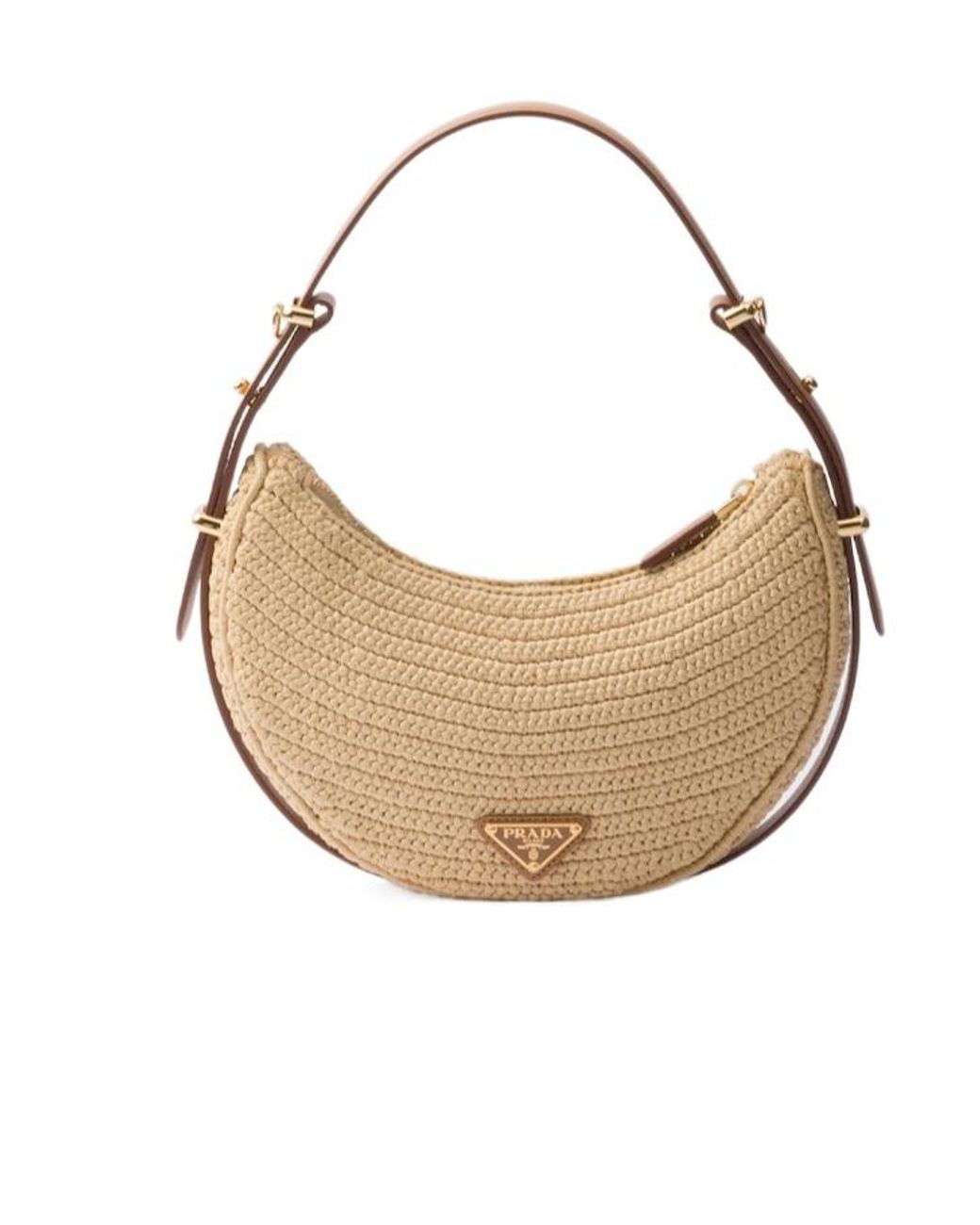 Prada Natural Arqué Woven Zipped Shoulder Bag