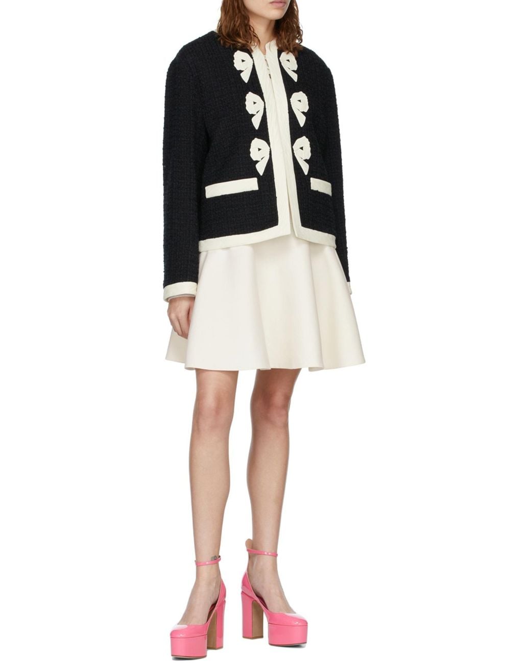 Valentino Black Bow-Detail Tweed Jacket