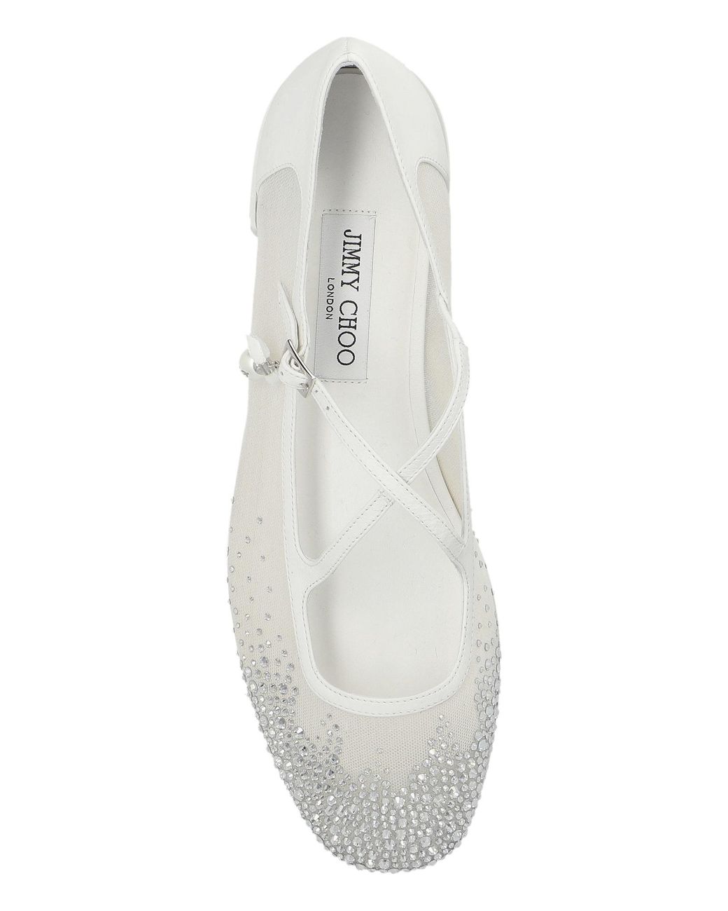 Jimmy Choo White Eleri Embellished Ballerina Shoes