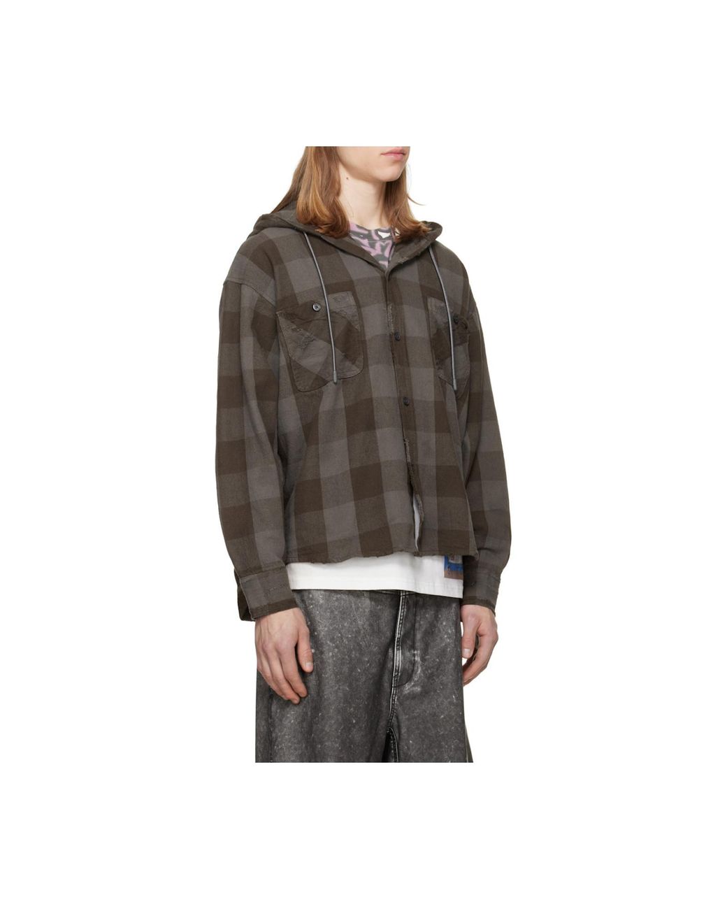 DIESEL Brown Distressed Hooded Shirt for men