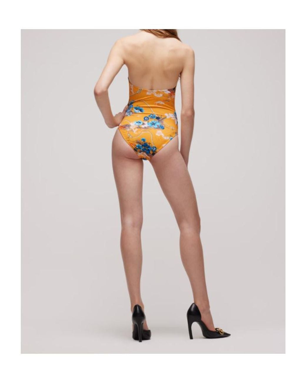 Gucci Yellow Printed Sparkling Jersey Swimsuit