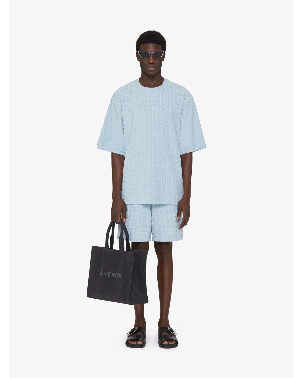 Givenchy Blue Towelling 4G Short Sleeve T-Shirt for men