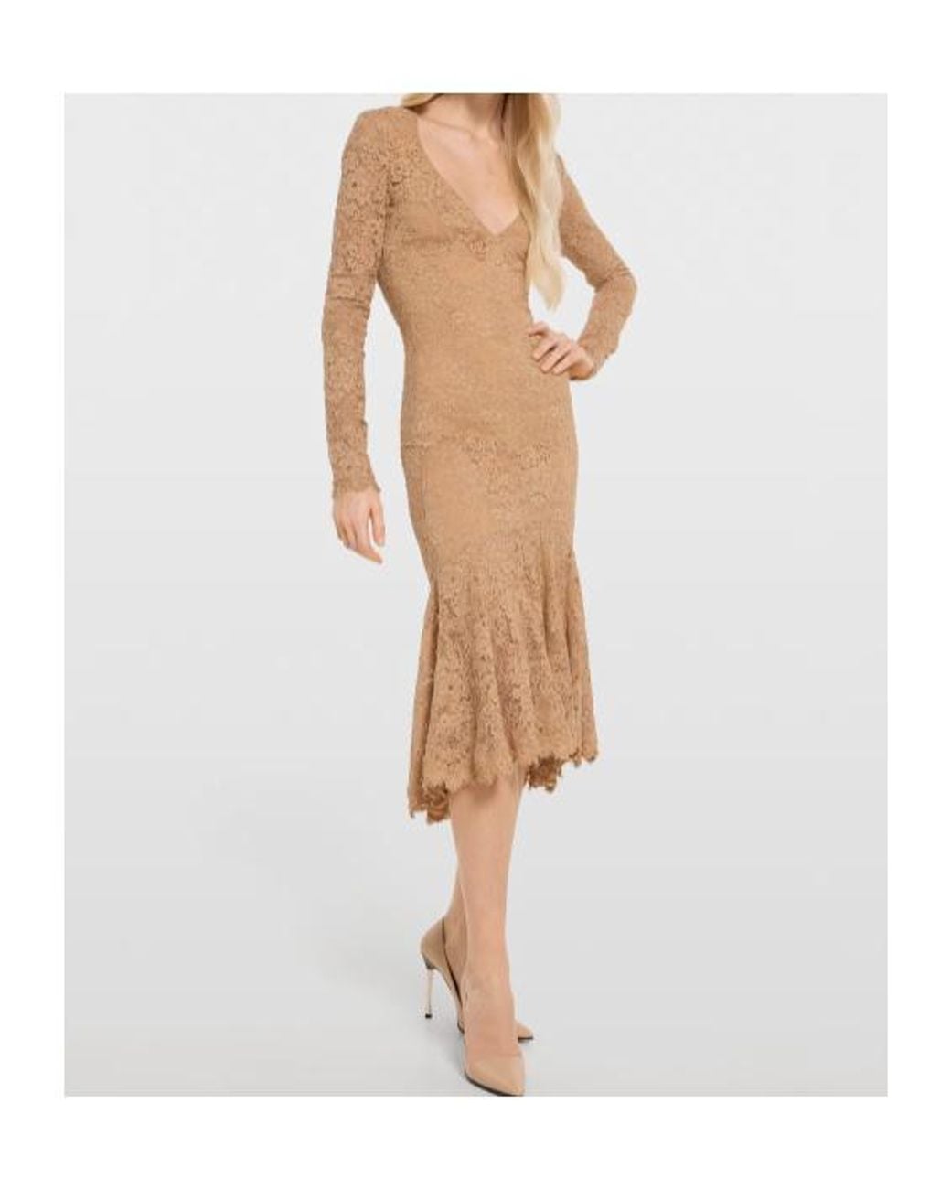 Gucci Natural Gg Flower Stretch Lace Dress