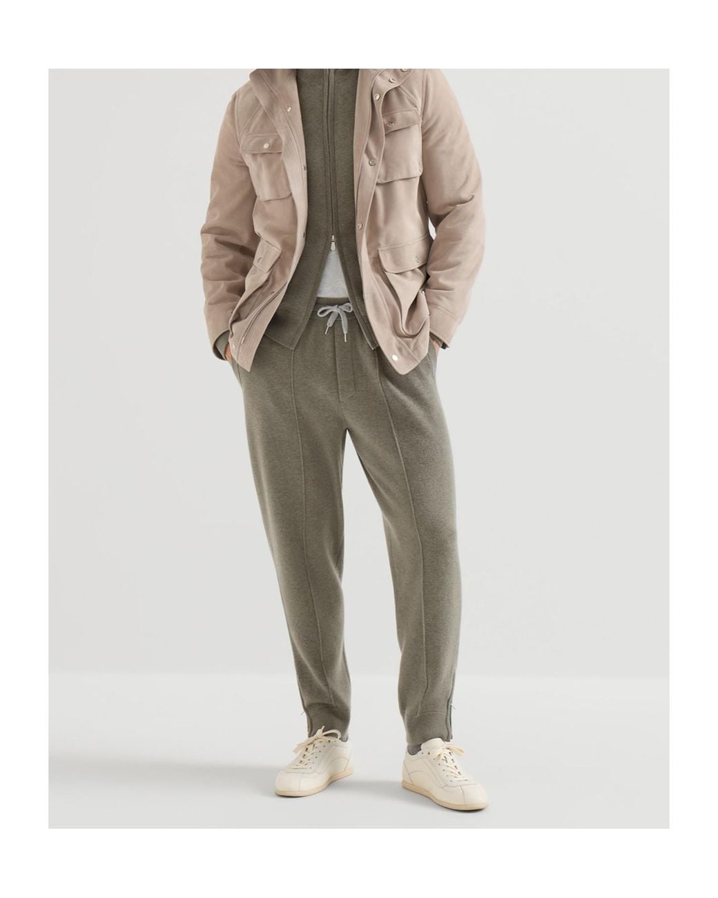 Brunello Cucinelli Gray Drawstring Straight Leg Pants for men