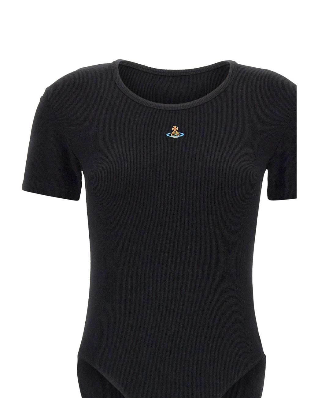 Vivienne Westwood Black Shoer-Sleeved Crewneck Ribbed Bodysuit