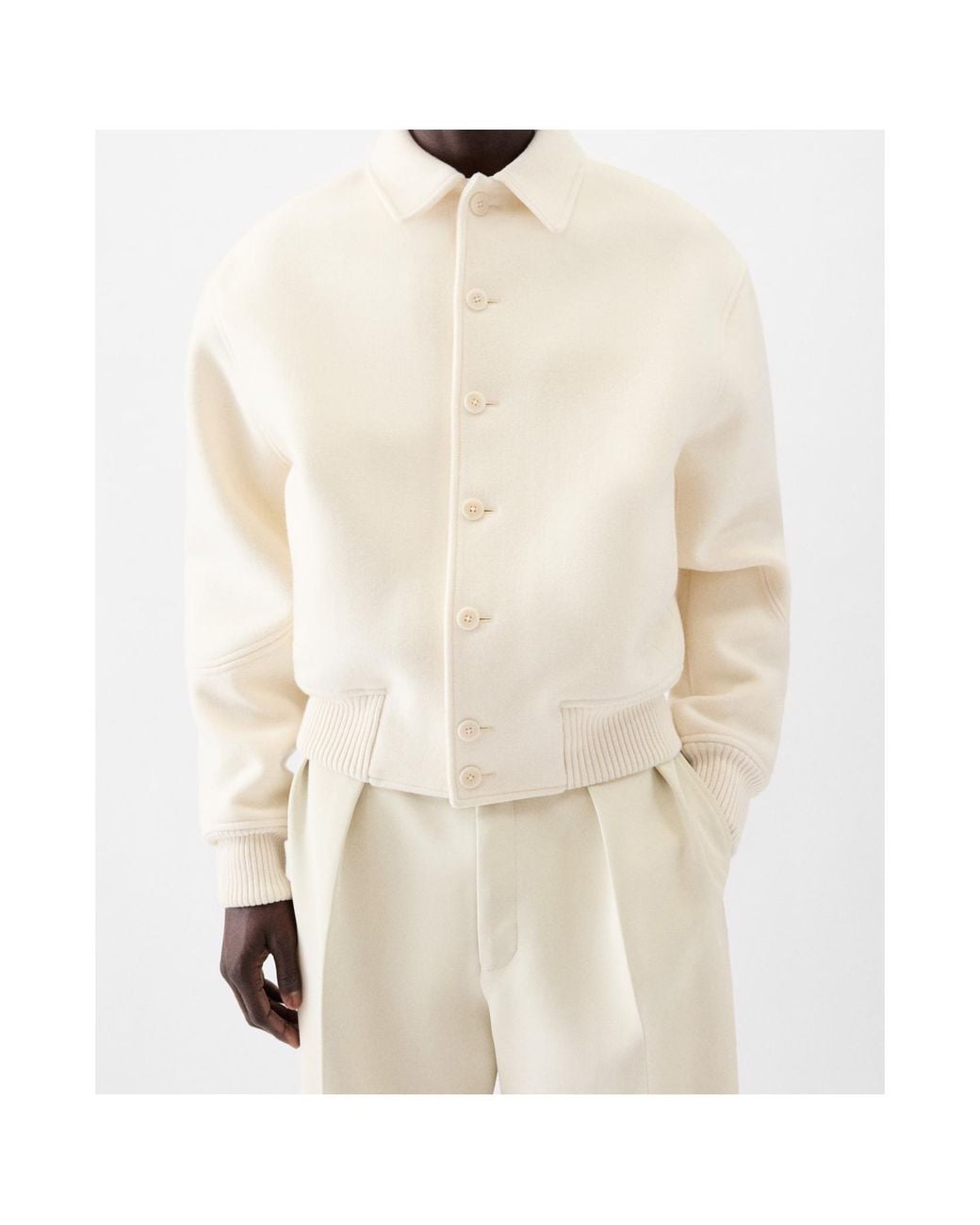 Jacquemus White Felt Wool Bomber Jacket for men