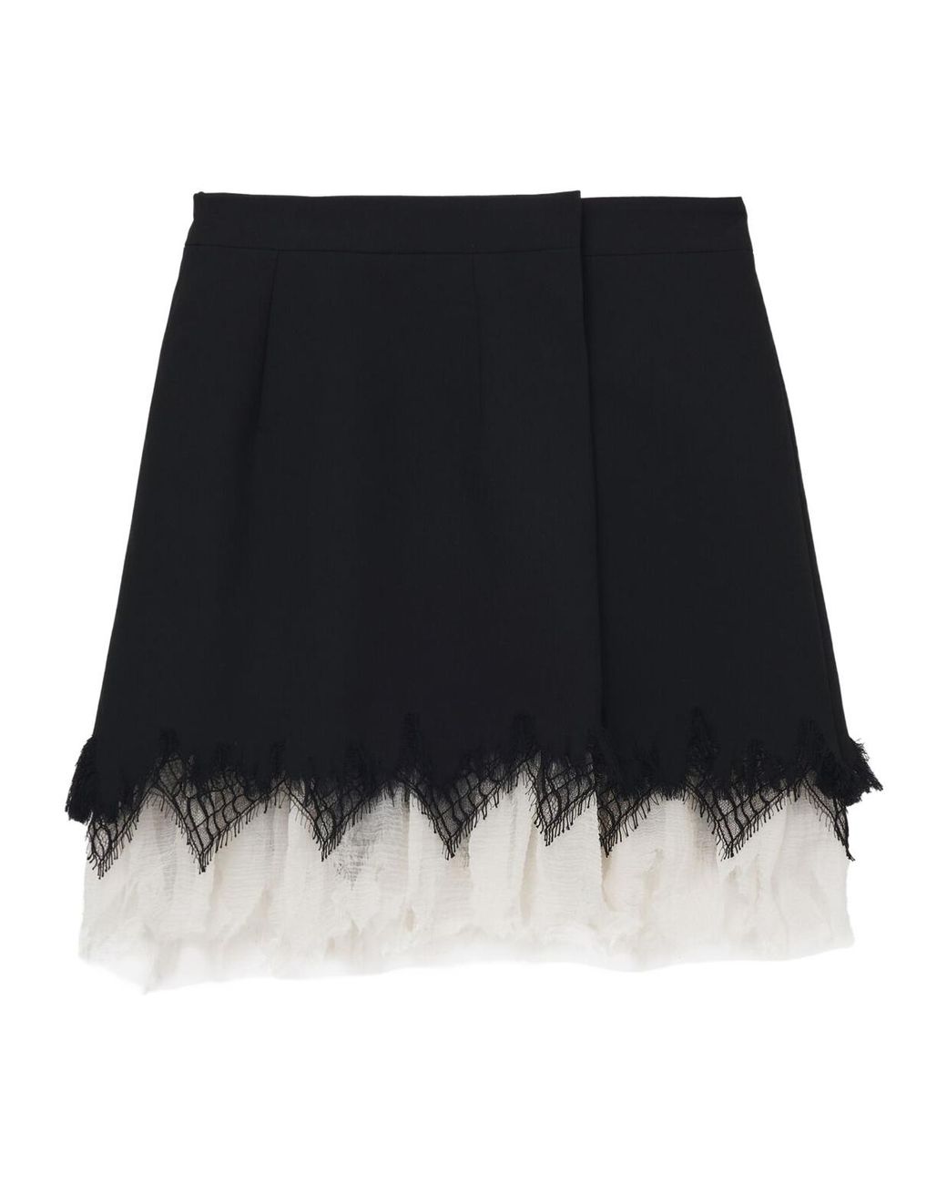 McQueen Black Lace Detailed Mini Skirt